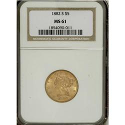 1882-S $5 MS61 NGC. NGC Census: (382/920). PCGS Po