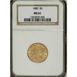 1885 $5 MS61 NGC. NGC Census: (167/573). PCGS Popu