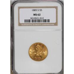 1885-S $5 MS62 NGC. NGC Census: (922/1052). PCGS P