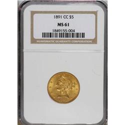 1891-CC $5 MS61 NGC. NGC Census: (228/464). PCGS P