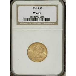 1901-S $5 MS63 NGC. NGC Census: (977/1275). PCGS P