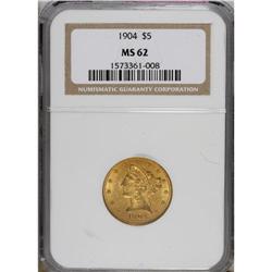 1904 $5 MS62 NGC. NGC Census: (943/947). PCGS Popu
