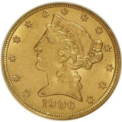 1906-D $5 MS62 NGC. NGC Census: (582/776). PCGS Popula