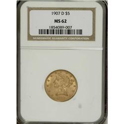 1907-D $5 MS62 NGC. NGC Census: (971/1053). PCGS P