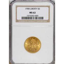1908 $5 MS62 NGC. NGC Census: (1377/1814). PCGS Po