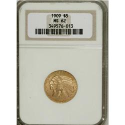 1909 $5 MS62 NGC. NGC Census: (1090/665). PCGS Pop