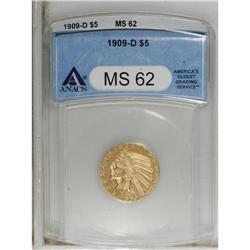 1909-D $5 MS62 ANACS. NGC Census: (7185/7330). PCG