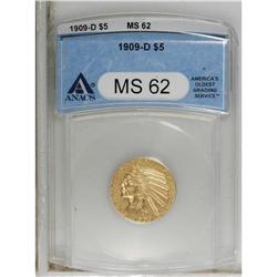 1909-D $5 MS62 ANACS. NGC Census: (7185/7330). PCG