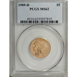 1909-D $5 MS62 PCGS. PCGS Population (7110/9517).