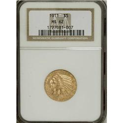 1911 $5 MS62 NGC. NGC Census: (1870/869). PCGS Pop