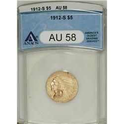 1912-S $5 AU58 ANACS. NGC Census: (319/144). PCGS