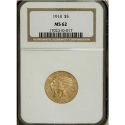 1914 $5 MS62 NGC. NGC Census: (580/436). PCGS Popu