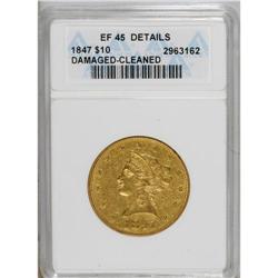1847 $10 --Cleaned, Damaged--ANACS. XF45 Details. N