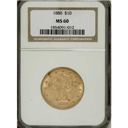 1880 $10 MS60 NGC. NGC Census: (215/875). PCGS Pop