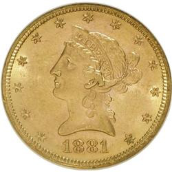1881-S $10 MS61 NGC. NGC Census: (800/330). PCGS Popul