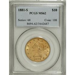 1881-S $10 MS62 PCGS. PCGS Population (242/21). NG