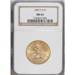 1882-S $10 MS62 NGC. NGC Census: (62/20). PCGS Pop