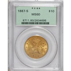 1887-S $10 MS60 PCGS. PCGS Population (116/461). N