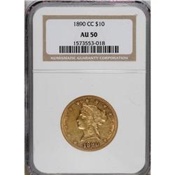 1890-CC $10 AU50 NGC. NGC Census: (11/264). PCGS P