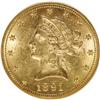 Image 1 : 1891-CC $10 AU58 NGC. NGC Census: (359/1077). PCGS Pop
