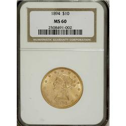 1894 $10 MS60 NGC. NGC Census: (1600/21505). PCGS