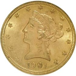 1901 $10 MS63 NGC. NGC Census: (4721/2619). PCGS Popul