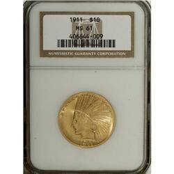 1911 $10 MS61 NGC. NGC Census: (1169/3399). PCGS P