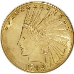 1914-D $10 AU58 NGC. NGC Census: (295/1183). PCGS Popu