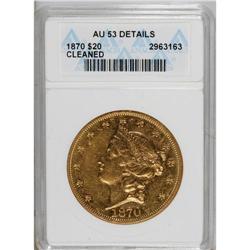 1870 $20 --Cleaned--ANACS. AU53 Details. NGC Census