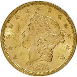 1875-S $20 MS60 NGC. NGC Census: (251/570). PCGS Popul