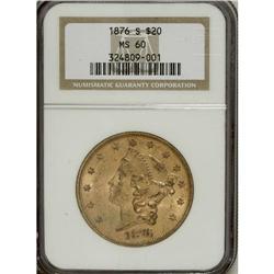 1876-S $20 MS60 NGC. NGC Census: (360/1081). PCGS
