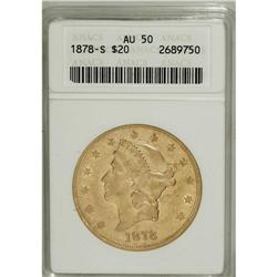 1878-S $20 AU50 ANACS. NGC Census: (12/1029). PCGS