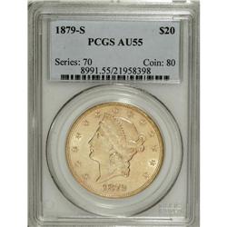 1879-S $20 AU55 PCGS. PCGS Population (101/398). N