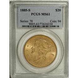 1885-S $20 MS61 PCGS. PCGS Population (328/868). N