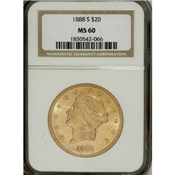 1888-S $20 MS60 NGC. NGC Census: (170/1518). PCGS