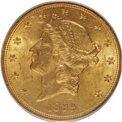 1889-S $20 MS62 PCGS. PCGS Population (559/255). NGC C