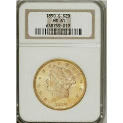 1890-S $20 MS61 NGC. NGC Census: (498/381). PCGS P