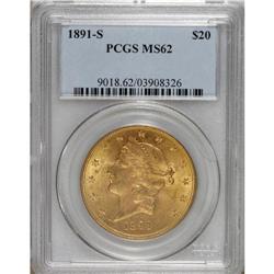 1891-S $20 MS62 PCGS. PCGS Population (1373/651).