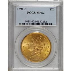 1891-S $20 MS62 PCGS. PCGS Population (1373/651).