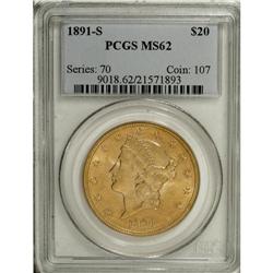 1891-S $20 MS62 PCGS. PCGS Population (1373/651).