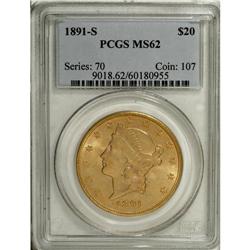1891-S $20 MS62 PCGS. PCGS Population (1373/651).