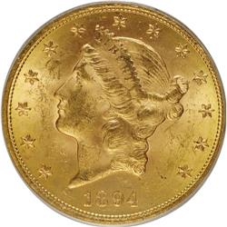 1894 $20 MS62 PCGS. PCGS Population (2591/893). NGC Ce