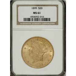 1899 $20 MS61 NGC. NGC Census: (3723/10396). PCGS