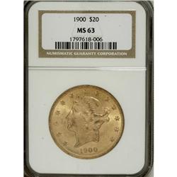 1900 $20 MS63 NGC. NGC Census: (9057/2984). PCGS P