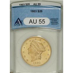 1903 $20 AU55 ANACS. NGC Census: (3/8532). PCGS Po