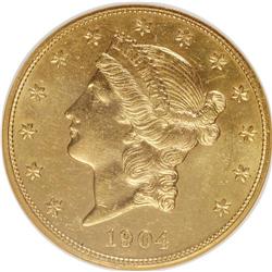 1904 $20 MS63 NGC. NGC Census: (56094/31805). PCGS Pop