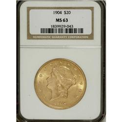 1904 $20 MS63 NGC. NGC Census: (56094/31805). PCGS