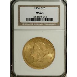 1904 $20 MS63 NGC. NGC Census: (56331/32054). PCGS