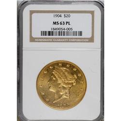 1904 $20 MS63 Prooflike NGC. NGC Census: (113/41).