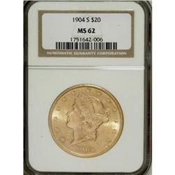 1904-S $20 MS62 NGC. NGC Census: (5923/9642). PCGS